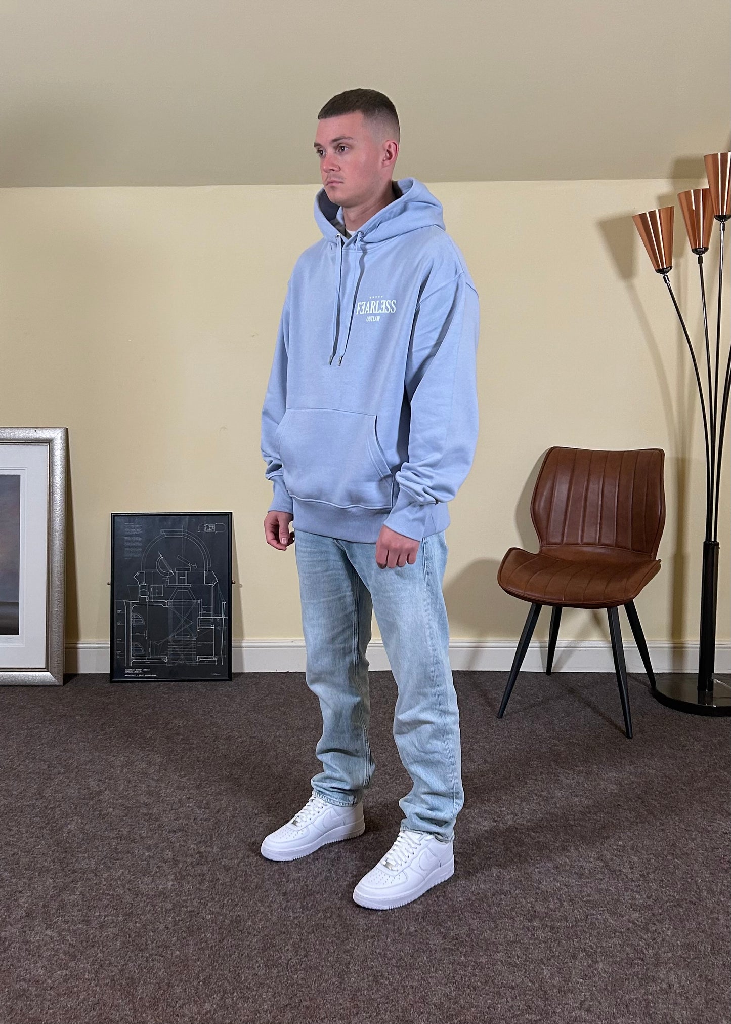 Fearless Outlaw Icon Oversized Hoodie - Powder Blue
