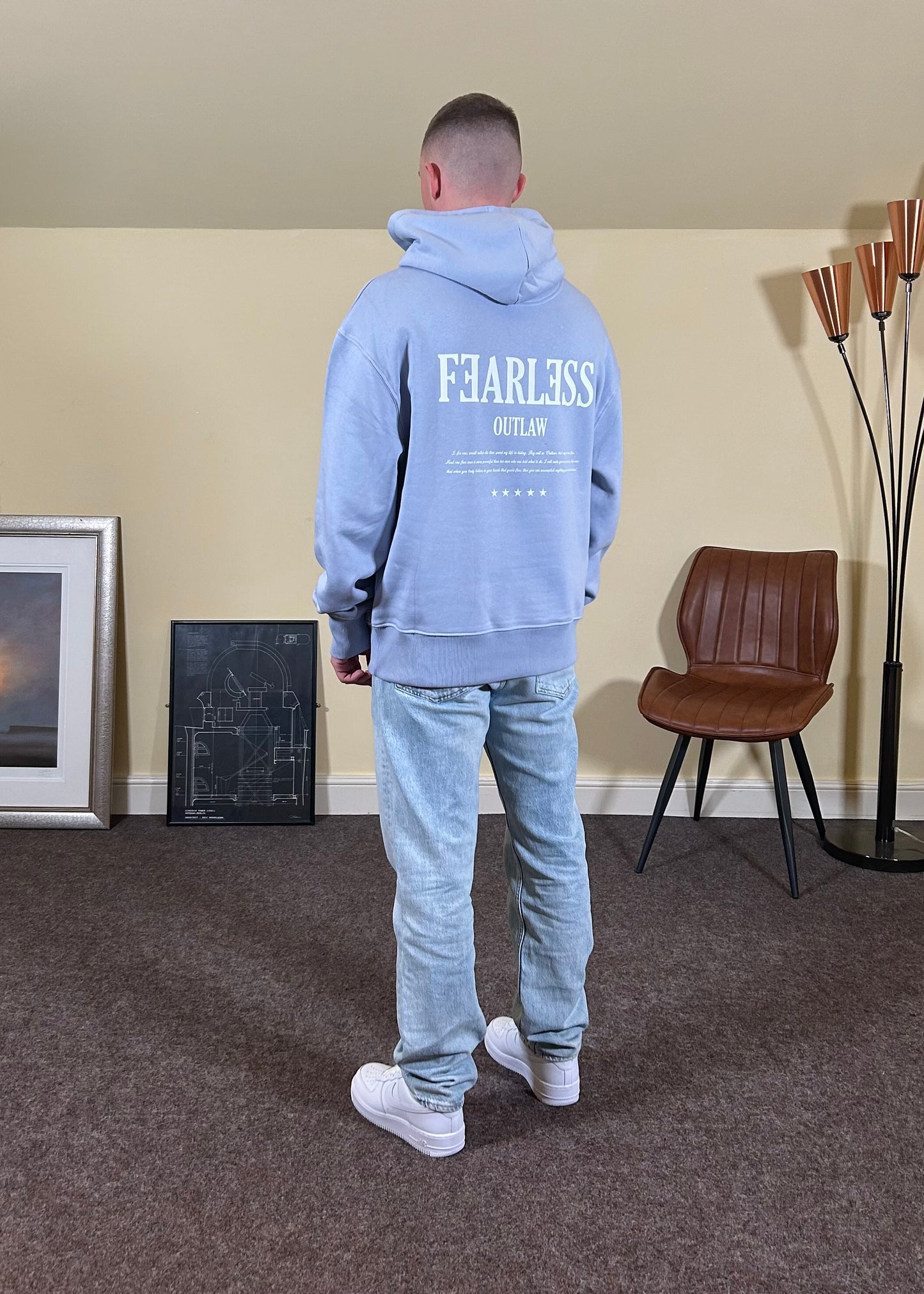 Fearless Outlaw Icon Oversized Hoodie - Powder Blue