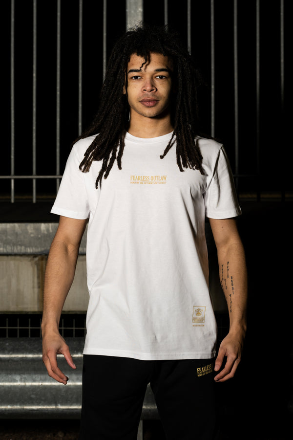 Fearless Outlaw The Gold Collection : Piccolo Signature T-Shirt - White/Gold