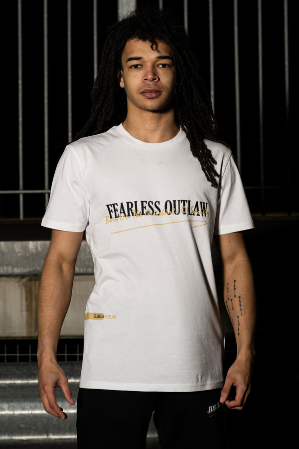 Fearless Outlaw The Gold Collection : Graffiti T-Shirt - White/Gold
