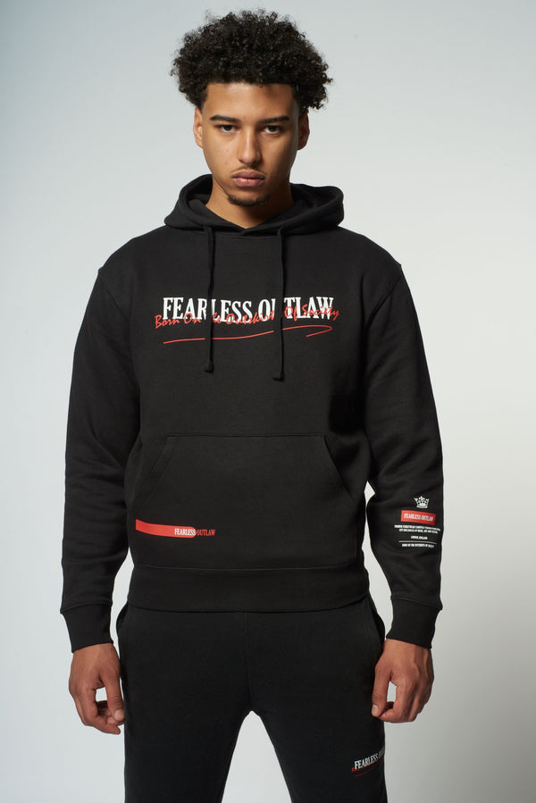 Fearless Outlaw Graffiti Hoodie Tracksuit - Black/Red