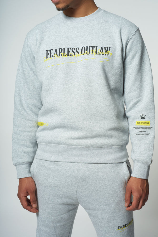 Fearless Outlaw Graffiti Sweater - Grey/Yellow