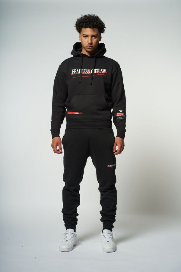 Fearless Outlaw Graffiti Hoodie Tracksuit - Black/Red