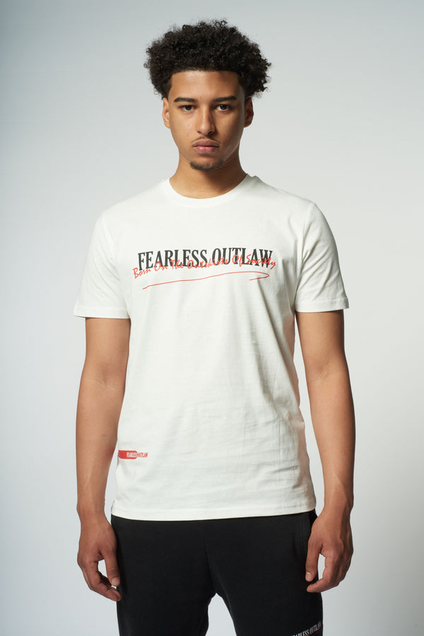 Fearless Outlaw Graffiti T-Shirt - Off-White/Red